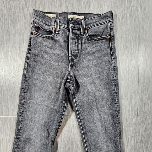 Levis Big E Womens Wedgie Straight Leg Jeans Size 24 Gray High Rise Button Fly - Picture 3 of 13